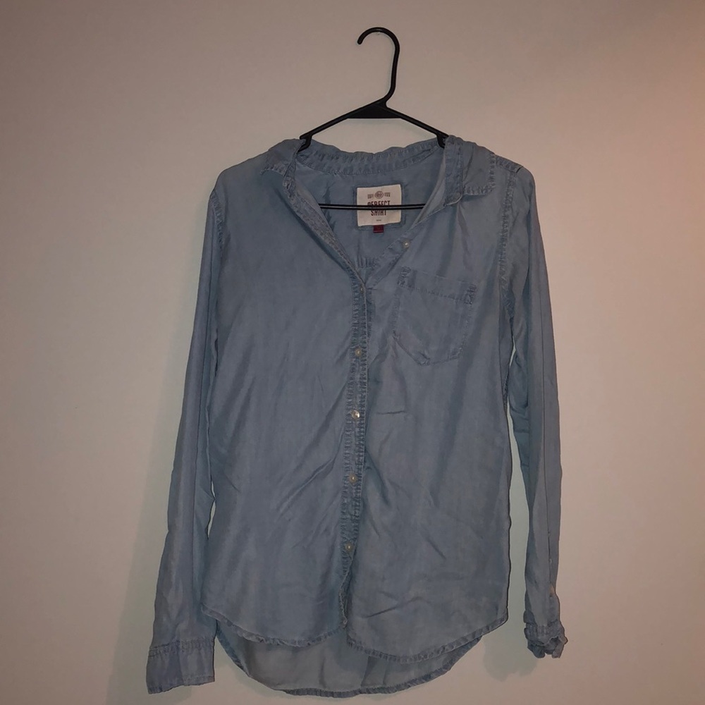 Soft denim long sleeve button up from JC Penny’s.